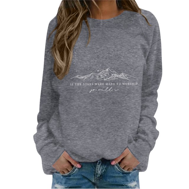 EHQJNJ Chandails en Molleton pour Femmes Tendance Blanc Mode Mignon Décontracté Imprimé Col Rond Sans Capuche Manches Longues Sweat à Capuche Jaune Pull Femmes Chandails en Molleton Matelassé
