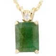 thumbnail image 1 of 1CT Lab Green Emerald & Diamond Solitaire Pendant Yellow Gold, 1 of 1