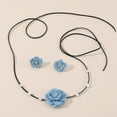 thumbnail image 3 of XISAOK Goth Bead Denim Flower Clavicle Chain Necklace Earrings Women Bohemia Jewelry, 3 of 10
