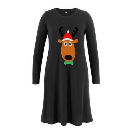 

Maternity Tops Clearance Women Maternity Wear Christmas Deer Head Printed Long Warm Sweatshirt Long Sleeve Crewneck Pocket Dress