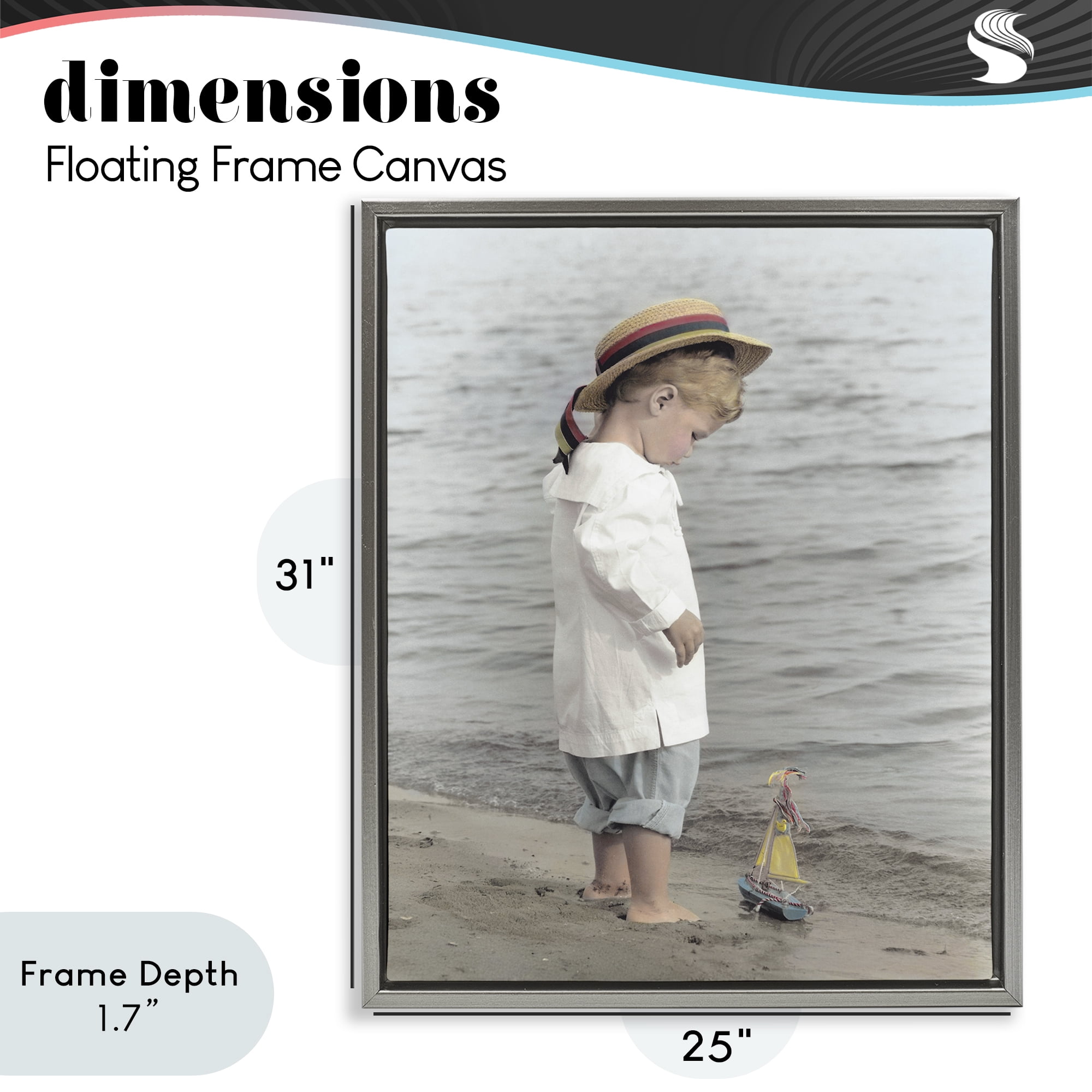 Stupell Industries Child on Beach Shore Gray Framed Floater Canvas Wall Art, design by Kendra Dew