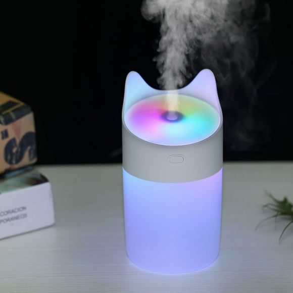 Fiudx Mini Humidificador, Diseño Blanco, Silencioso, Alimentación Por Usb, Depósito de Agua de 300 Ml, Ideal para Escritorio, Dormitorio y Oficina, Alivia El Estrés y Ayuda a Dormir, Tamaño 15 X 8 X