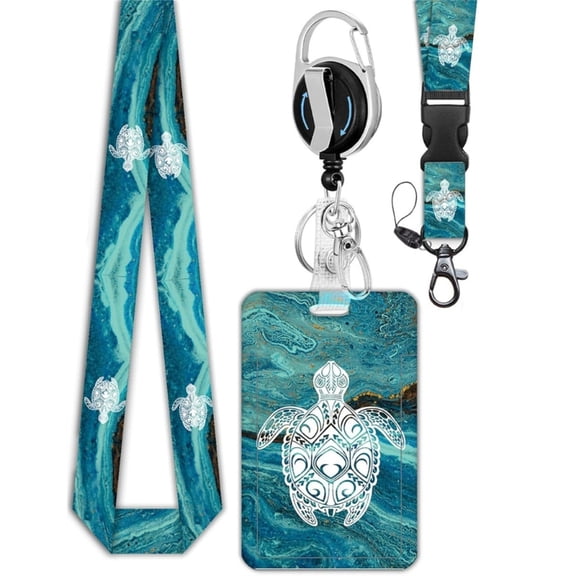 Neck Strap Lovely Turtles Lanyard with Keychain Card Case Badge Card Holder