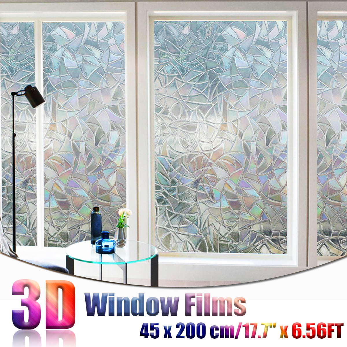 44.5 x 200cm 3D Privacy Window Frosted Film Bamboo Cling Pattern Films No Glue Self Adhesive Windows Stickers for Home Office Store Decoration UMI