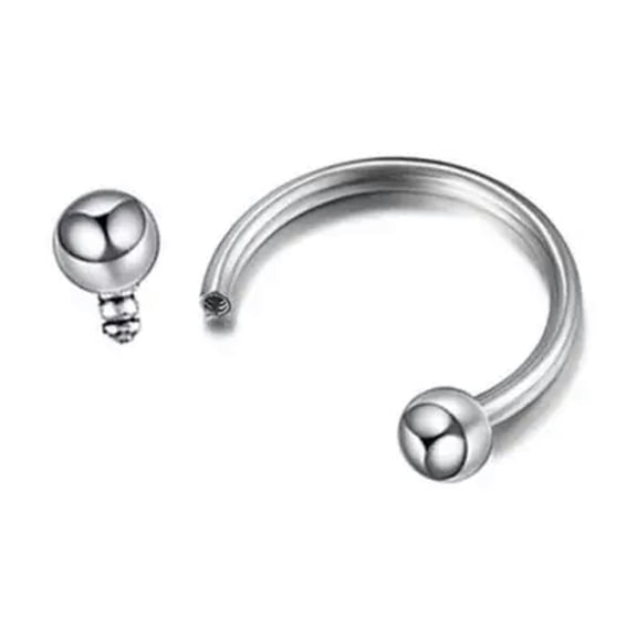 K-KED 5 PCS Surgical Steel Nose Ring Horseshoe Septum Lip Hoop Tragus Helix Piercing-16G 10mm ball 3mm