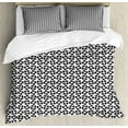 thumbnail image 1 of Pinwheel King Size Duvet Cover Set, Flower Leaves Shaped Wind Wheels in Modern Tones Classic Artistic Pattern, Decorative 3 Piece Bedding Set with 2 Pillow Shams, Black and White, by Ambesonne, 1 of 3