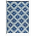thumbnail image 3 of FH Home Outdoor Camping Rug - Waterproof, Fade Resistant, Reversible - Premium Recycled Plastic - Geometric - Large Patio, Deck, Sunroom, RV - Aztec Kilim - Blue Multi - 9 x 12 ft Foldable, 3 of 7