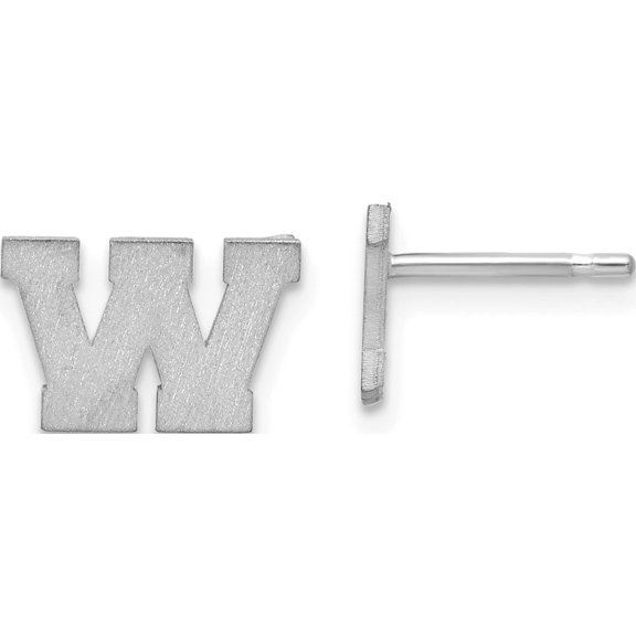 Sterling Silver Rhodium-Plated Brushed Letter W Initial Post Earrings Made In United States xne45ss/w