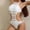 White, variant on EGNMCR Womens Swimsuits Women's Solid Color Fashion Casual Broadband Sling Hollow Out One-Piece Bikini Set