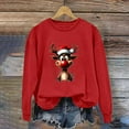 thumbnail image 4 of GUZOM Womens Christmas Reindeer Graphic Sweatshirt - Oversized Crew Neck Long Sleeves, Festive Red Style for Holiday Gatherings & Casual Wear,Size S, 4 of 4
