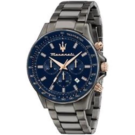 Sfida Chronograph Stainless Steel Blue Dial Quartz 100M Mens Watch, White - Adult