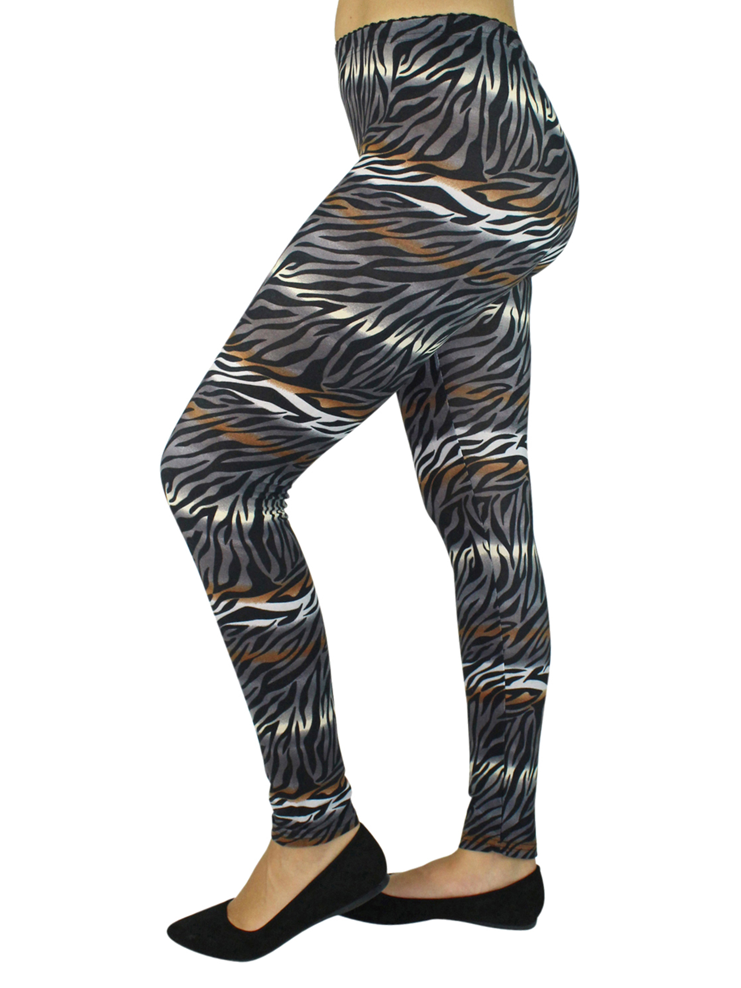 Brown & Black Tiger Animal Print Leggings Size Small/Medium - image 2 of 3