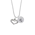thumbnail image 2 of Delight Jewelry Silvertone Heart with 3 AB Crystals - Courage Strength Wisdom Silvertone Script Initial Disc - E - Charm Necklace, 20"+3", 2 of 4