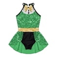 thumbnail image 4 of TiaoBug Kids Girls Christmas Costume Sequin Sleeveless Jumpsuit Figure Ice Skating Dance Leotard Dress Green 6, 4 of 7