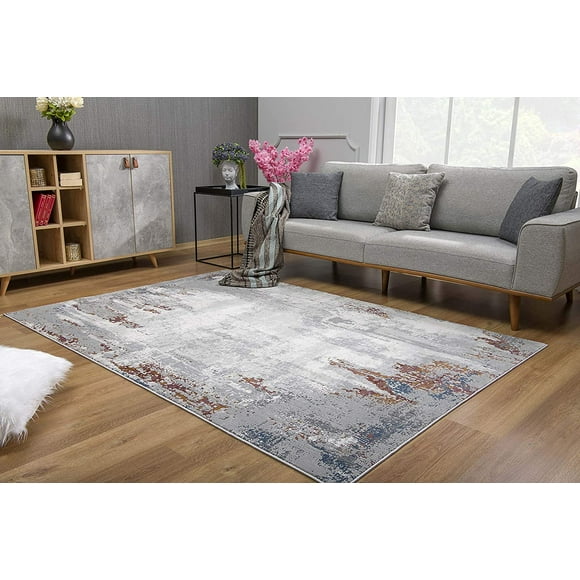 eRug Outlet Sardini Collection Tapis Moderne Abstrait pour Aire (4x6 Pieds) - 3 Pieds9 Pouces x 5 Pieds6 Pouces, Multicolore