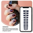 thumbnail image 4 of Vogacara 24 piezas de uñas postizas de ataúd esmerilado DIY exquisito estilo francés novela agraciada personalidad uñas acrílicas para amantes de la Juegos de manicura 25 azul oscuro Vogacara CE011411-25, 4 of 5