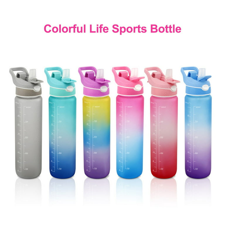 Wekity 32 Oz Motivational Water Bottle With Time Marker & Straw - Frosted  Portable Reusable Fitness Sport 1l Water Bottle Sorbet