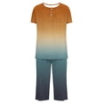 thumbnail image 5 of Tnhcen 2 Piece Women's Gradient Print Pajamas Sets Short Sleeve Top Capri Pants Pjs Sleepwear with Pockets Homewear S-3XL, 5 of 5