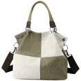 thumbnail image 1 of Bolsa De Hombro Bolsa de hombro de lona de compras de gran capacidad Color de contraste para el trabajo (Verde) Tmvgtek Para Estrenar, 1 of 8