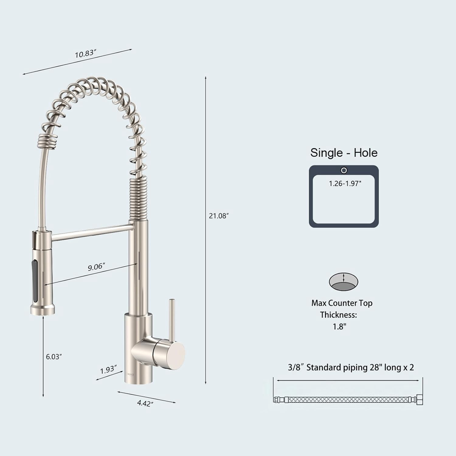 VETTA Silver Kitchen Faucet with Lever Handle