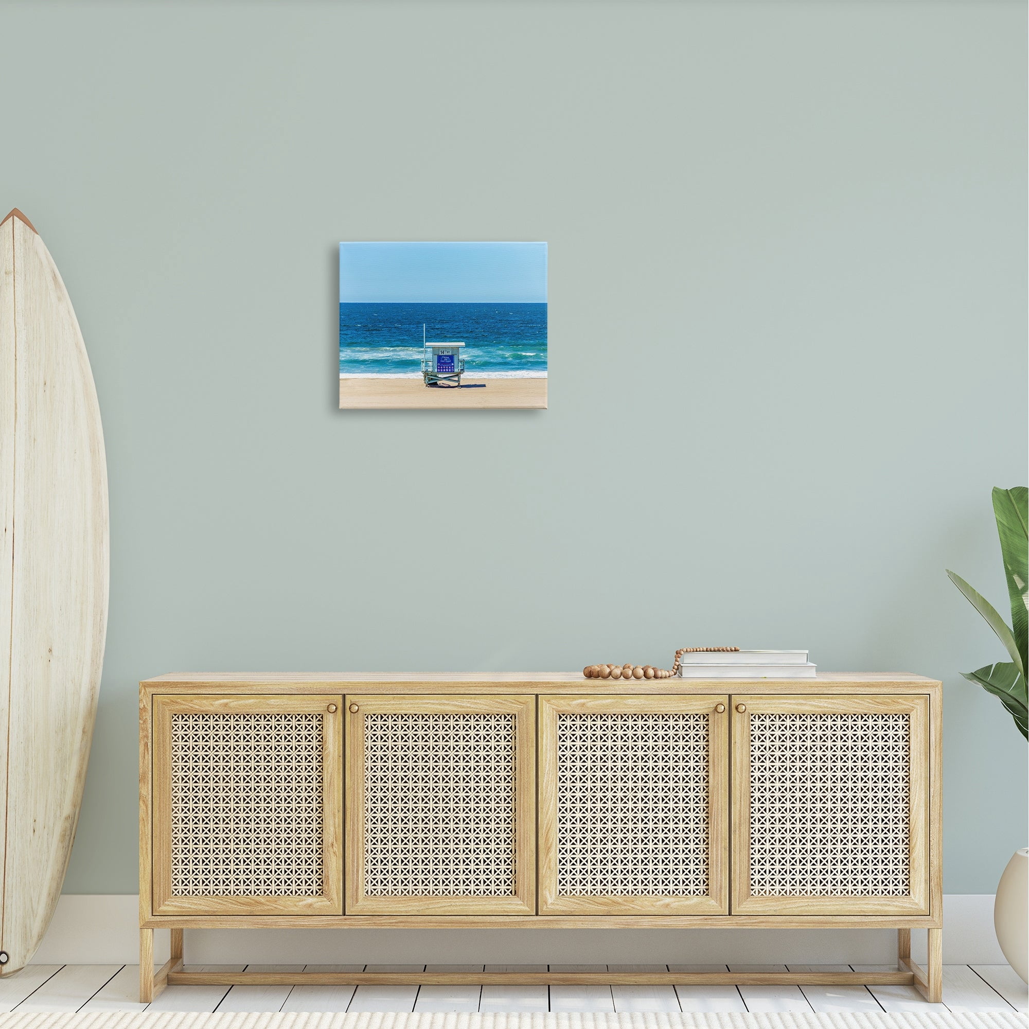 Stupell Industries Vivid Blue Beach Water Waves Coastline Hut Photograph Gallery Wrapped Canvas Print Wall Art, Design by Jeff Poe Photography