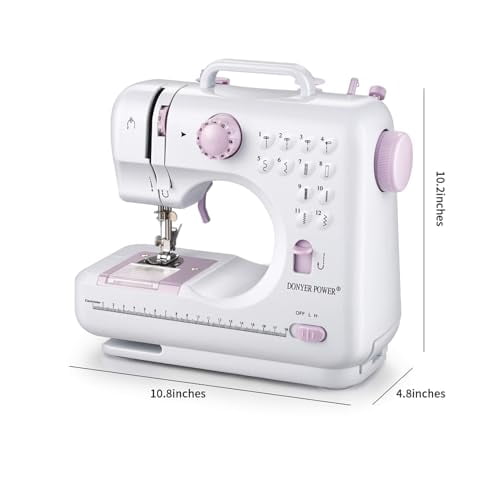 Beginner-Friendly Sewing Machine,12 Built-In Stitches,2 Speeds,Foot Pedal,Portable Design With Sewing Kit (Purple)