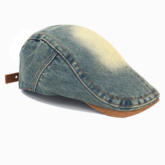 Umfun Women's Vintage Washed Denim Newsboy Cap, Retro Style Flat Ivy Cap for Daily and Casual Wear, Adjustable Gatsby Hat