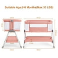 thumbnail image 2 of ANGELBLISS Bedside Sleeper with Storage Basket, Easy Folding Portable Bassinet with Wheels, Adjustable Height, Included Breathable Mesh, Cozy Mattress(Pink), 2 of 8