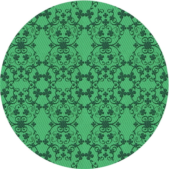 Ahgly Company Indoor Round Patterned SpringGreen Area Rugs, 3' Round
