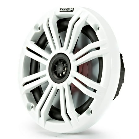 KICKER 45KM654L - KM-Series 195W 2-Way 4-Ohm 6.5" Charcoal/White Flush Mount Speakers with LED Lights, Pair