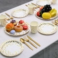 thumbnail image 3 of 201PCS White and Gold Party Supplies Dots Tableware Set Serves 25, Paper Plates Napkins Straws Plastic Tablecloth Forks Knives Spoons for Birthday Wedding Christmas Cocktail Party Baby Shower, 3 of 7