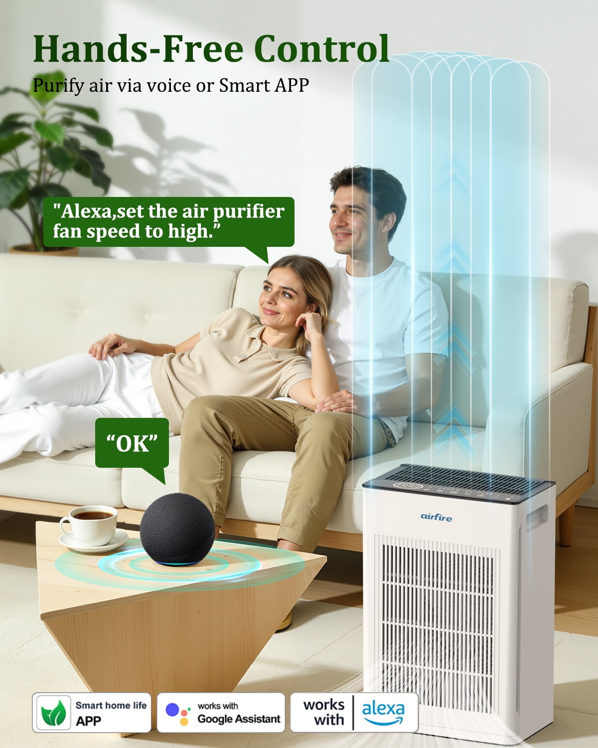 AIRFIRE Smart Air Purifiers for Home Large Room up to 1475 Sq.ft, HEPA 14 Washable Filter Air Purifier for Pets , PM 2.5 Display Air Cleaner for Bedroom, Pet Area, AP409