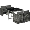 thumbnail image 1 of Outsunny Outdoor Dining Set Rattan Furniture Set 5 Pieces Gray, 1 of 10