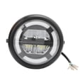 thumbnail image 2 of 8in Motorcycle LED Headlight Retro Angel Eyes Replacement for Cruiser Choppers Cafe Bobber Racer, 2 of 8