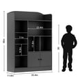 thumbnail image 3 of DIYART Black Kids Bookshelf, Kids Bookcase with 7 Cubbies and 2 Cabinets, Freestanding Book Storage Shelves for Bedroom, Playroom, Hallway, 3 of 7