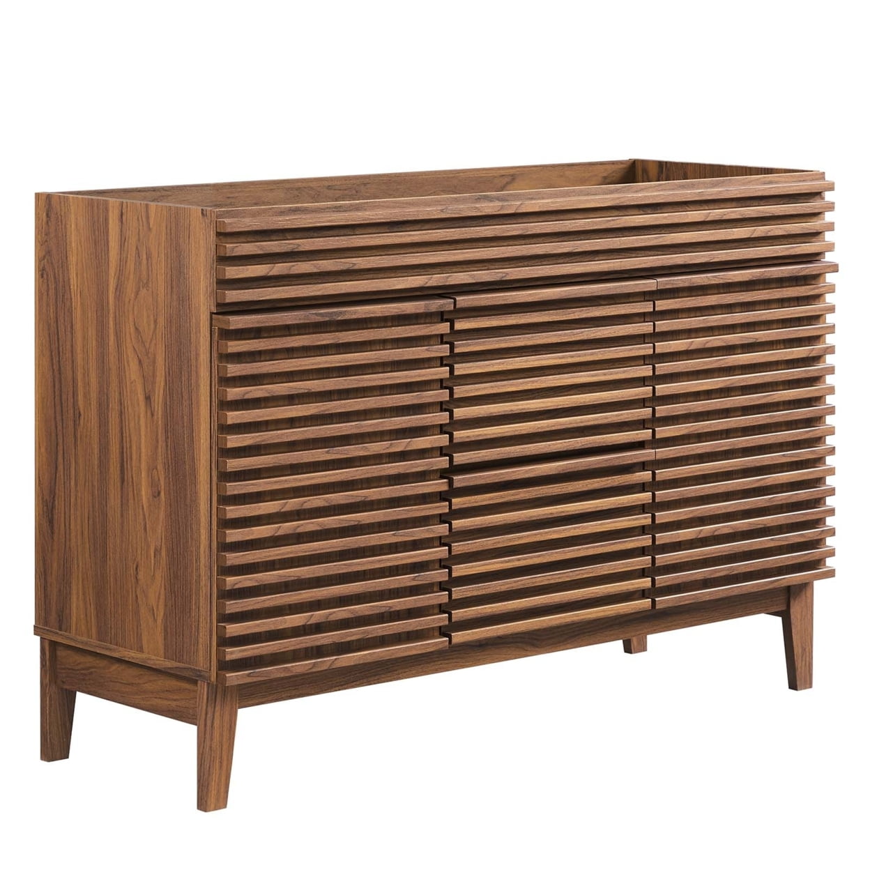 Render 48" Double Sink Compatible (Not Included) Bathroom Vanity Cabinet in Walnut