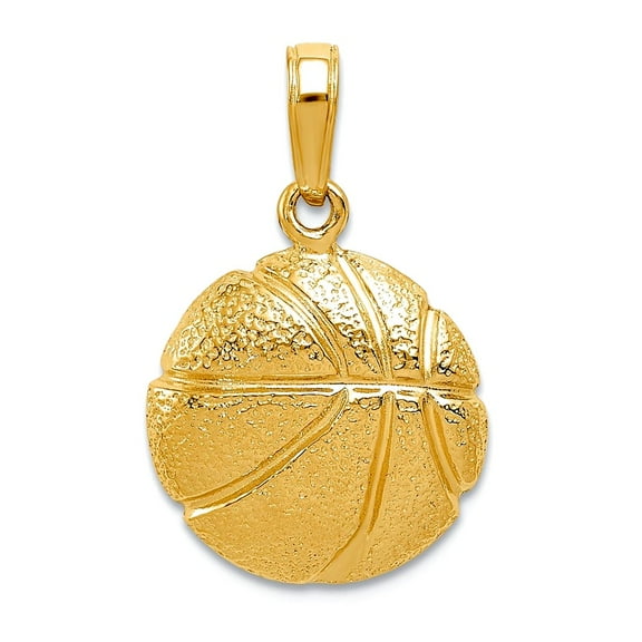 10k Gold Basketball Pendant Necklace 23x14mm Wide Pendant for Women - 1.7 Grams