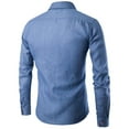 thumbnail image 4 of YNGKMEA Men's Casual Dress Shirt Button Down Shirts Long-Sleeve Plaid Collar Denim Work Shirt Light Blue L, 4 of 4