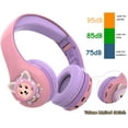 thumbnail image 6 of Riwbox Baosilon CB-7S Cat Kids Headphones Wireless/Wired with Mic, Light Up Bluetooth Headphones Over Ear Volume Limited Safe 75/85/95dB with TF-Card, Children Headphones for School(Purple&Pink), 6 of 8