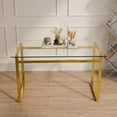 thumbnail image 6 of Sumdeal Modern Glass Dining Table for 4-6 People | Rectangle Glass Dining Table for 4 | Kitchen Glass Dining Table with Golden Metal Legs, 6 of 8