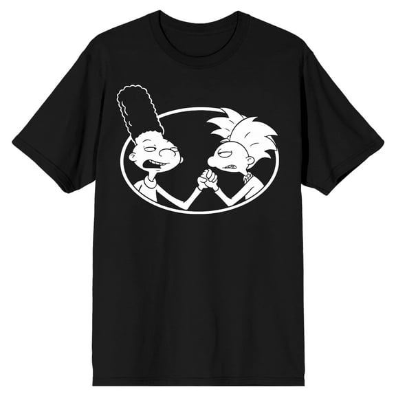 Hey Arnold Gerlad and Arnold Arm Wrestle Men's Black T-shirt-XS