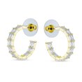 thumbnail image 2 of Bling Jewelry Womens CZ Double Row Emerald Cut Hoop Earrings Gold Plated 1 Inch, 2 of 5