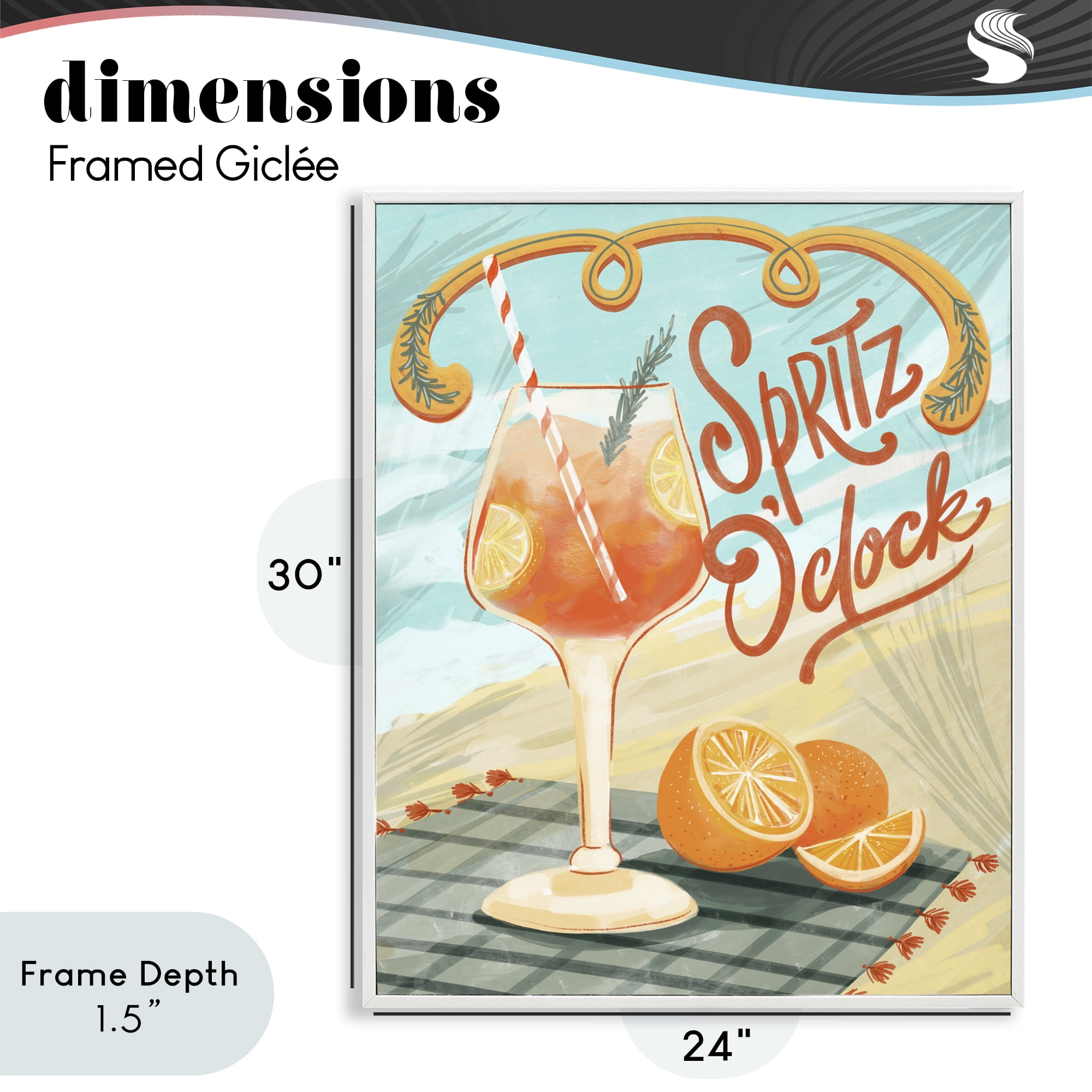 Stupell Industries Spritz O'Clock Citrus Cocktail White Framed Giclee Art, design by Connie Summers