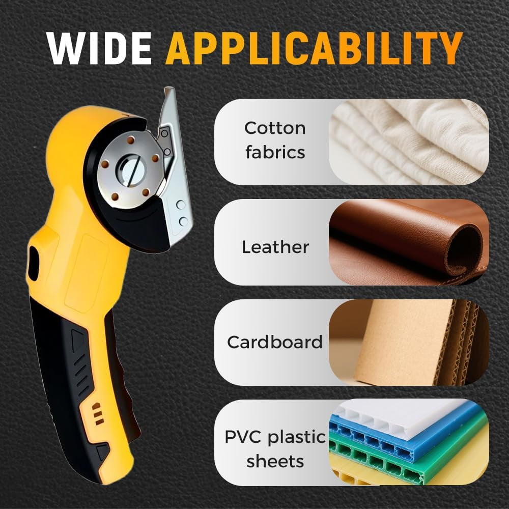 ABPETE Electric Box Cutter for Cardboard, 2025 New Cordless Electric Scissors, Portable Rotary Cutter for Home and Office, Rechargeable Scissors for Carton Plastic Leather Cloth (Black Single blade)