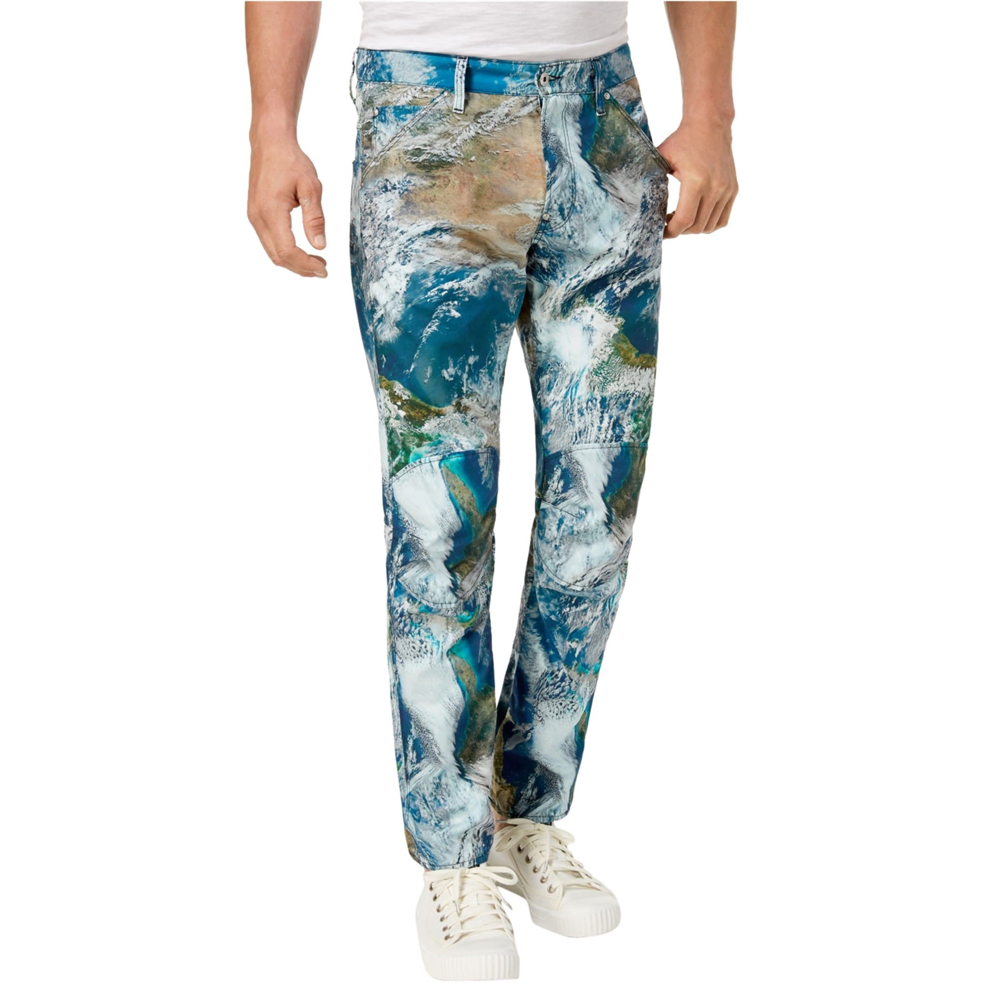 Raw Mens Earth Camo Straight Leg Jeans 
