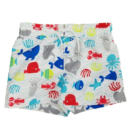 

Infant Boys White Sea Life Ocean Scene Swim Trunks Board Shorts 3-6m