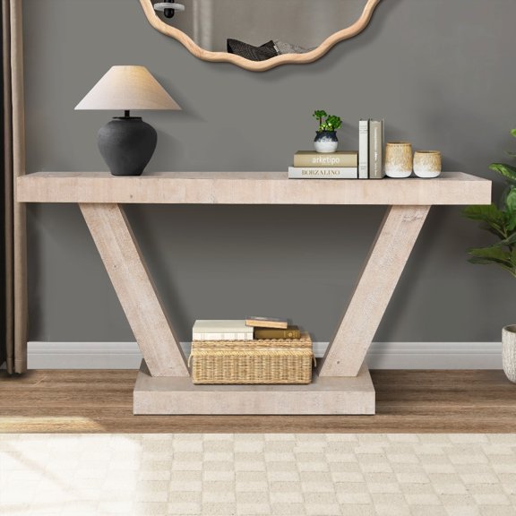 Rugged Craftsmanship 60 Inches Vintage Bench with Storage|Double-Tier Stability
