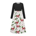 thumbnail image 1 of EGNMCR Longues Robe à Manches à Col Rond pour Filles, Robe de Noël Imprimée à Manches Longues à Col Rond avec Poches, Jupe Longue Décontractée pour Adultes, Robe en polyester pour Fille, 1 of 5