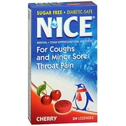 4 Pack N'ice Lozenges Sugar Free Menthol Eucalyptus, Cherry 24 Lozenges Each