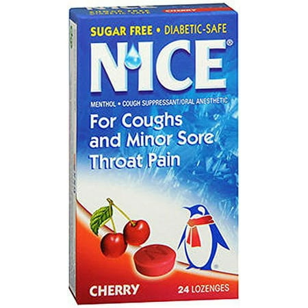 4 Pack N'ice Lozenges Sugar Free Menthol Eucalyptus, Cherry 24 Lozenges Each